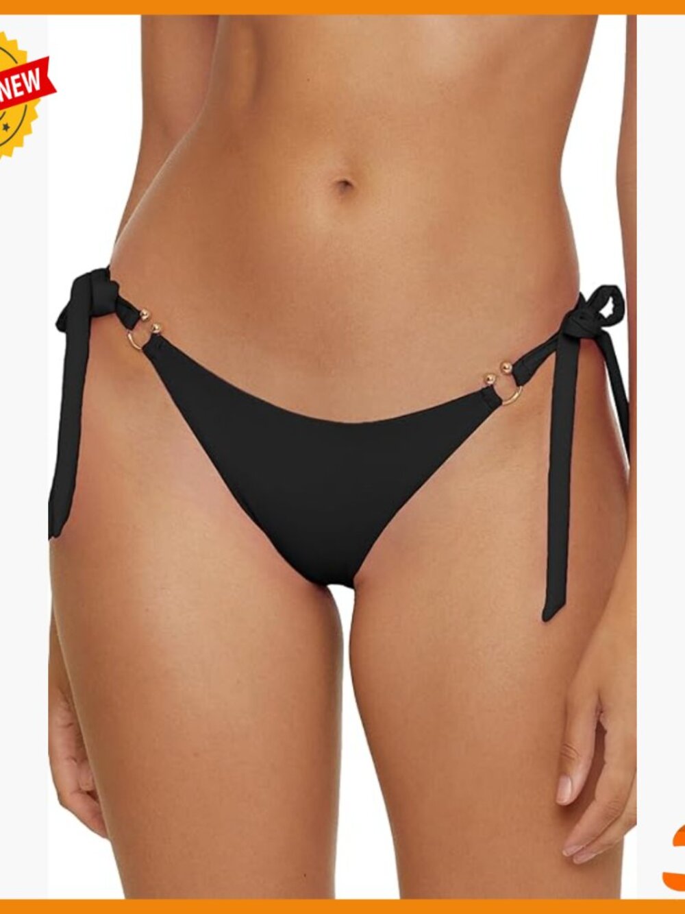 Cheeky Bikini Bottoms, Adjustable Tie Sides, Nylon Spandex Swimwear